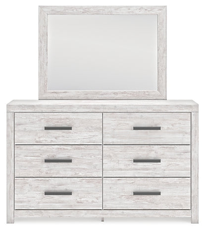 Cayboni Twin Panel Bed with Mirrored Dresser