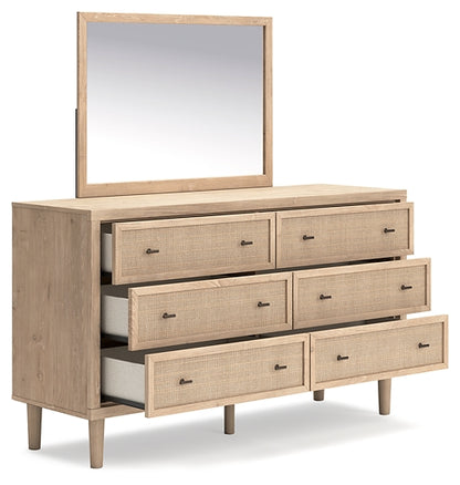 Cielden King Panel Headboard with Mirrored Dresser and Chest