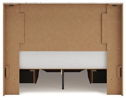 Lawroy Queen Panel Storage Bed with Mirrored Dresser and Nightstand