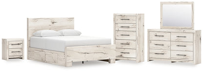 Lawroy Queen Panel Bed with Mirrored Dresser, Chest and Nightstand
