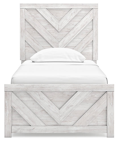 Cayboni Twin Panel Bed with Mirrored Dresser, Chest and Nightstand