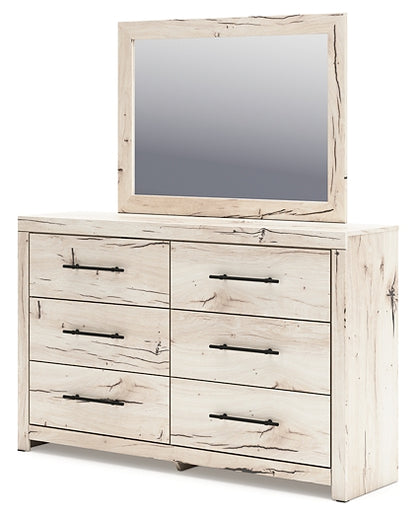 Lawroy Queen Panel Bed with Mirrored Dresser and Chest