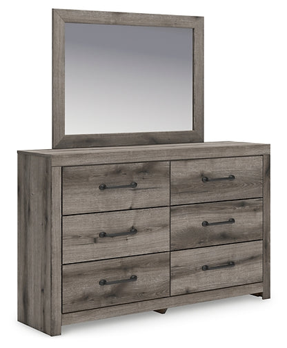 Graystorm Full Panel Bed with Storage with Mirrored Dresser, Chest and Nightstand