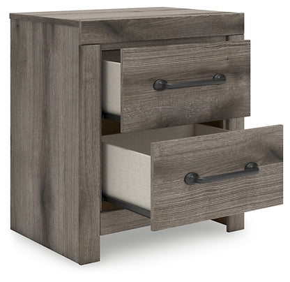 Graystorm Full Panel Bed with Storage with Mirrored Dresser, Chest and Nightstand