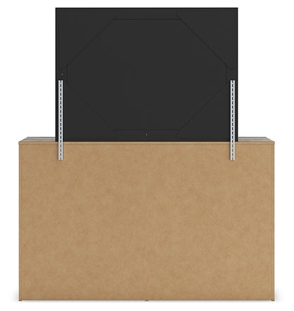 Graystorm Twin Panel Bed with Storage with Mirrored Dresser and Chest