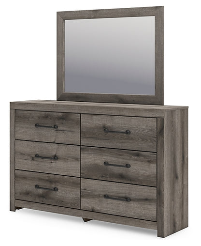 Graystorm Twin Panel Bed with Storage with Mirrored Dresser and Chest