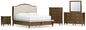 Sturlayne California King Upholstered Panel Bed with Mirrored Dresser, Chest and Nightstand