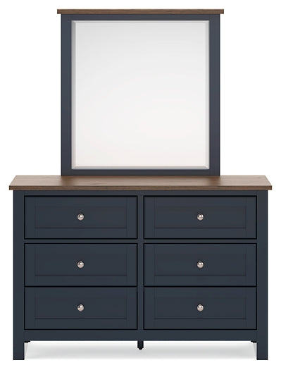 Landocken Full Panel Headboard with Mirrored Dresser and Chest