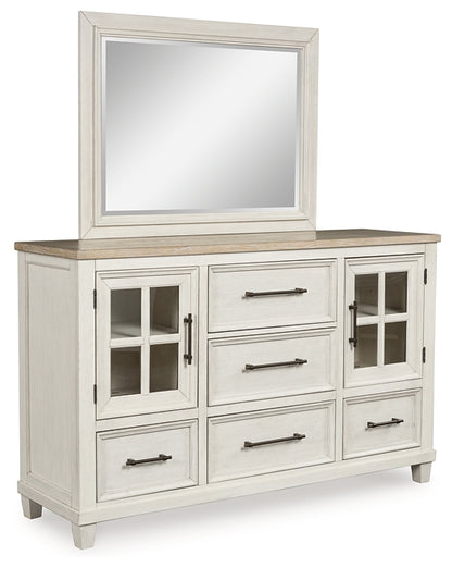 Shaybrock California King Panel Bed with Mirrored Dresser and Chest