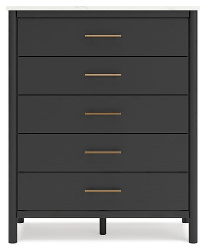 Cadmori King Upholstered Panel Bed with Mirrored Dresser and Chest