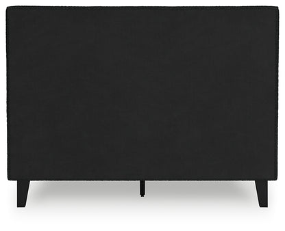 Cadmori Full Upholstered Bed with Mirrored Dresser, Chest and Nightstand