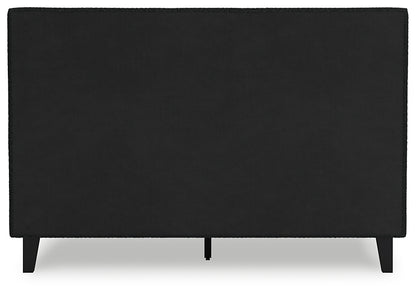 Cadmori Queen Upholstered Bed with Mirrored Dresser, Chest and Nightstand