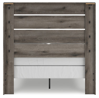 Graystorm Full Panel Bed with Mirrored Dresser and Nightstand