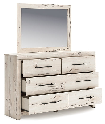 Lawroy King Panel Headboard with Mirrored Dresser and Chest