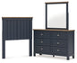 Landocken Twin Panel Headboard with Mirrored Dresser