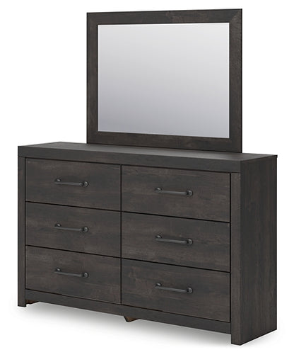 Hollivern Twin Panel Bed with Mirrored Dresser and Chest