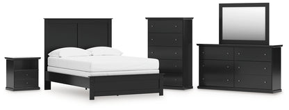 Maribel Full Panel Bed with Mirrored Dresser, Chest and Nightstand