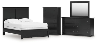 Maribel Full Panel Bed with Mirrored Dresser and Chest