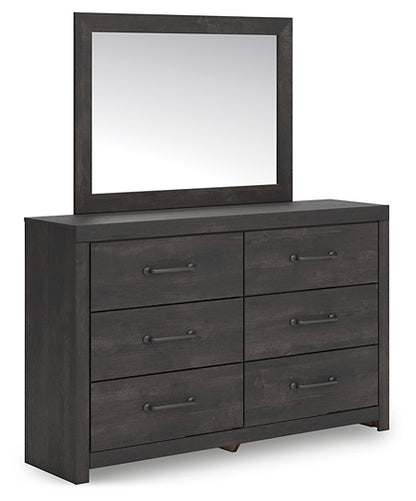 Hollivern Twin Panel Bed with Storage with Mirrored Dresser and Chest