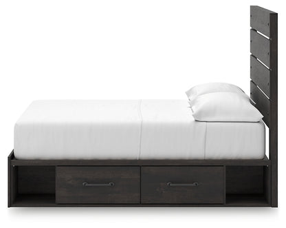 Hollivern Full Panel Bed with Storage with Mirrored Dresser