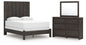 Queen Panel Bed with Mirrored Dresser