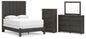 Queen Panel Bed with Mirrored Dresser and Chest
