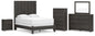 Queen Panel Bed with Mirrored Dresser, Chest and Nightstand