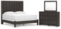 King Panel Bed with Mirrored Dresser