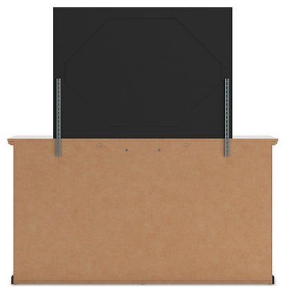 Maribel Twin Panel Bed with Mirrored Dresser