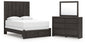 Queen Panel Storage Bed with Mirrored Dresser