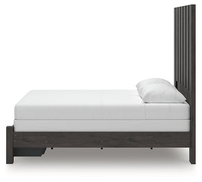 Queen Panel Storage Bed with Mirrored Dresser
