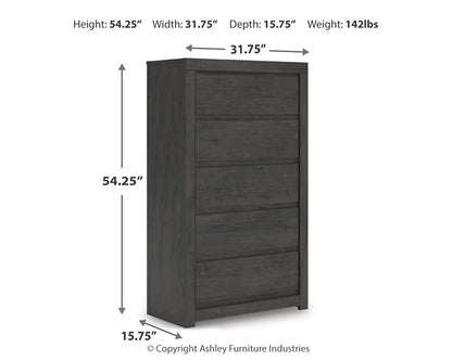 Fraluna King Panel Bed with Mirrored Dresser and Chest