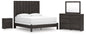 Fraluna King Panel Bed with Mirrored Dresser and Nightstand