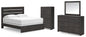 Hollivern King Panel Bed with Mirrored Dresser and Chest