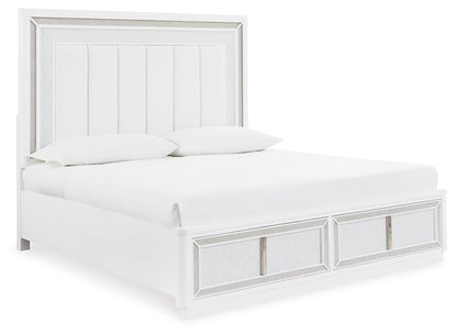 Chalanna King Upholstered Storage Bed with Mirrored Dresser, Chest and Nightstand