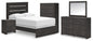 Hollivern Full Panel Bed with Mirrored Dresser, Chest and Nightstand
