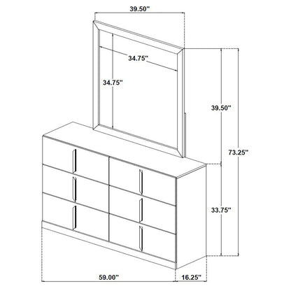 Ines 6-drawer Bedroom Dresser with Mirror White High Gloss