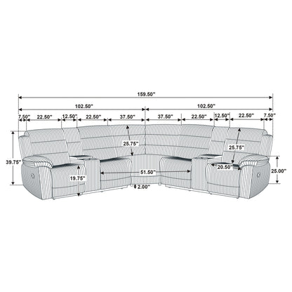 Atkinson Upholstered Reclining Sectional Sofa Chocolate