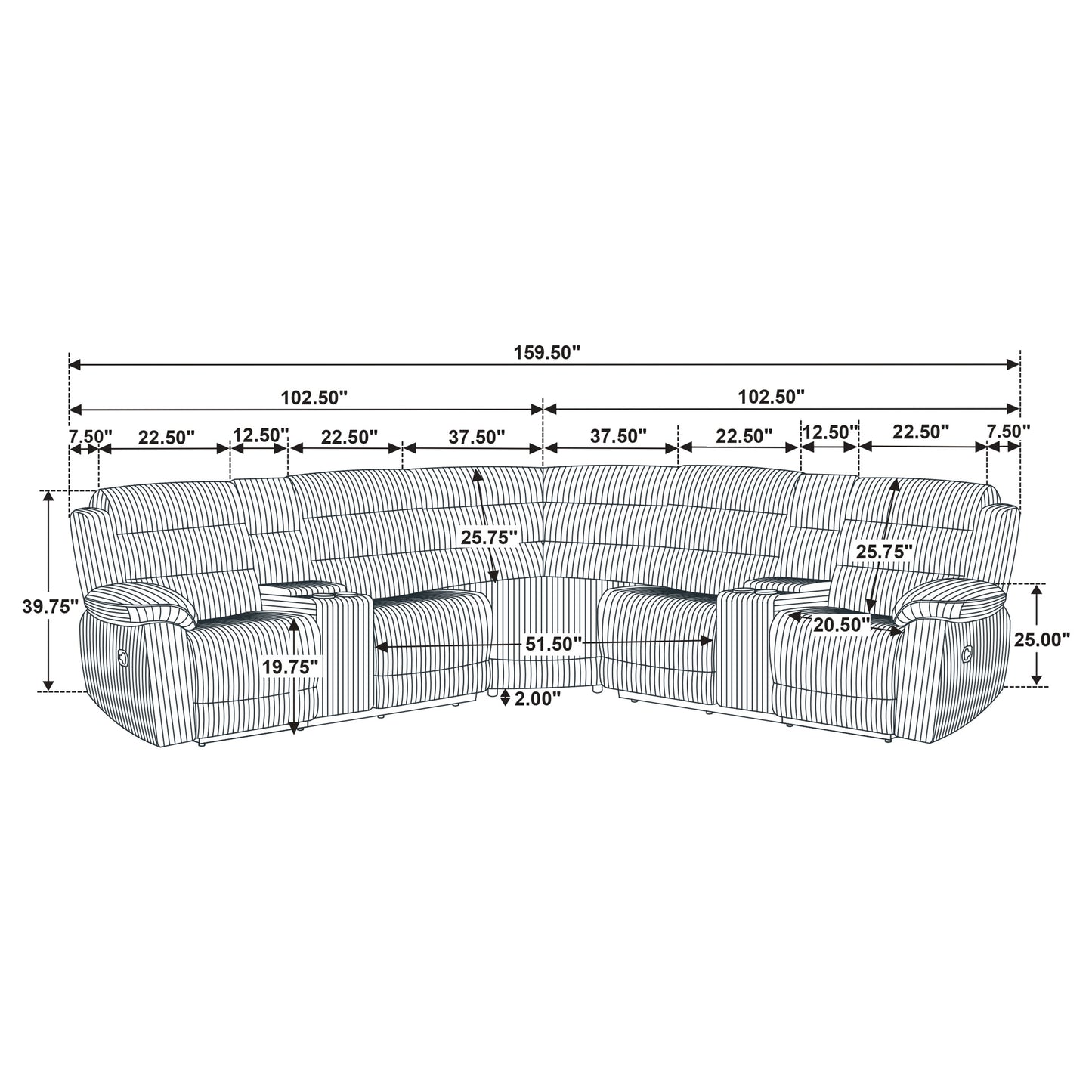 Atkinson Upholstered Reclining Sectional Sofa Black