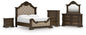 Maylee California King Upholstered Bed with Mirrored Dresser, Chest and Nightstand