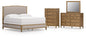 Sharlance King Upholstered Panel Bed with Mirrored Dresser and Chest