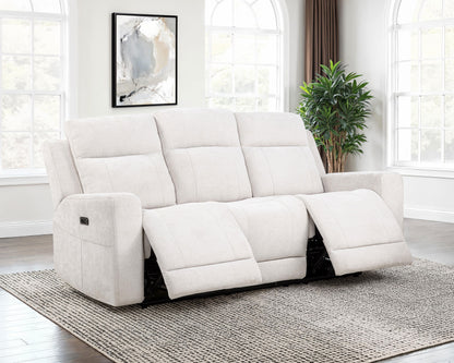 Kennett Chenille Upholstered Power Reclining Sofa Ivory