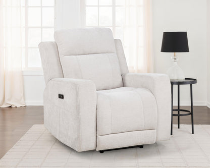 Kennett Chenille Upholstered Power Recliner Chair Ivory