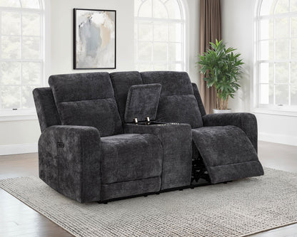 Kennett Chenille Upholstered Power Reclining Loveseat Grey