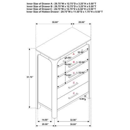 Solano 5-drawer Bedroom Chest of Drawers Weathered Mango