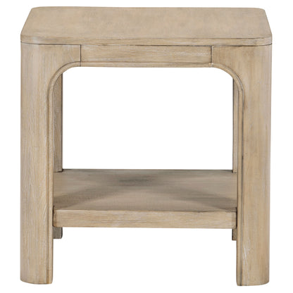Solano Square Wood Side End Table with Shelf Weathered Mango