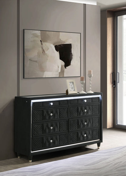 Lorient 8-drawer LED Bedroom Dresser Cabinet Black
