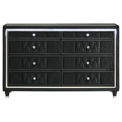 Lorient 8-drawer LED Bedroom Dresser Cabinet Black