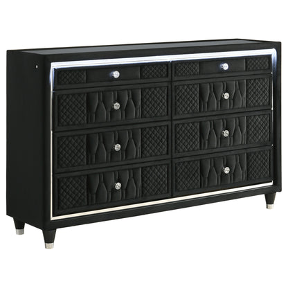 Lorient 8-drawer LED Bedroom Dresser Cabinet Black