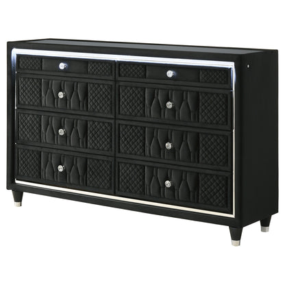 Lorient 8-drawer LED Bedroom Dresser Cabinet Black
